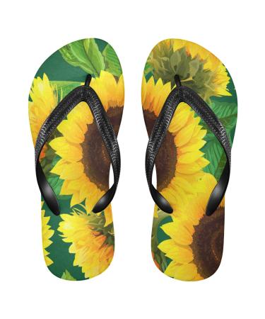 Mnsruu flip-flops with water-colored blossom sunflower flowers for home hotel spa bedroom travel XL for men and women X-Large