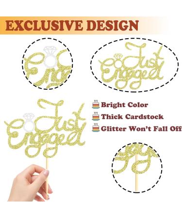 Sotpot 1 Pack Just Engaged Cake Topper Gold Glitter We're Engaged Cake Pick Engagement Party Decorations Bridal Engagement Wedding Cupcake Decoration Party Supplies - Buy Online on GoSupps.com