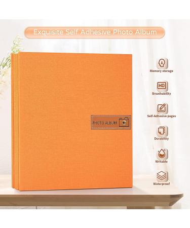 Popotop Large Photo Album Self Adhesive 4x6 5x7 8x10 Scrapbook Album DIY 60 Pages Picture Book Gifts for Mom Family Baby and Wedding with Metal Pen and Plastic Board 13"x12.6"60pages Orange - Buy Online on GoSupps.com