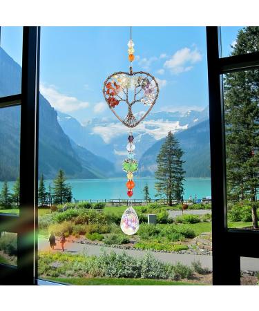 Tree of Life Heart Chakra Quartz Gemstone Suncatcher - Spiritual Gifts for Women - Buy Online on GoSupps.com