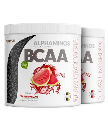 BCAA powder 2x300g watermelon - test winner - Alphaminos BCAA 2: 1: 1 - The original from Profuel - Essential BCAA amino acids - unbelievable delicious taste - 100% vegan - Top solubility watermelon 300 g (2 pack)