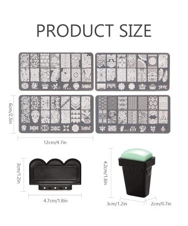 Niceneeded Nail Art Stamping Kit - 4 Pcs Flower Pattern Plates Stamp & Scraper for DIY Nail Decoration | International Shipping - Buy Online on GoSupps.com