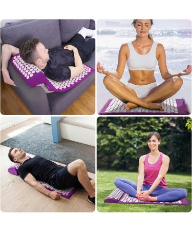 Acupress Toweratte & Pillow Set - Acupuncture Rattling Yoga Mat for Wellness Relaxation & Muscle Recovery - Includes Carrying Bag - Purple - Buy Online on GoSupps.com