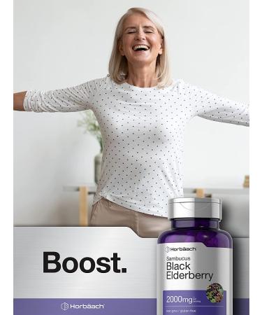 Horbaach Black Elderberry 2000mg - 180 Capsules | Immune Support Supplement - Buy Online on GoSupps.com