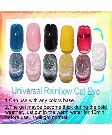 Rainbow Cat Eye Gel Nail Polish | Holographic Magnetic with Glitter | Reflective Shimmery Effect - Buy Online on GoSupps.com