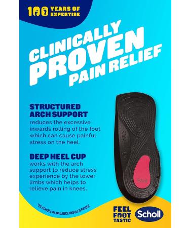 Scholl Orthotic Insoles - Knee to Heel Pain Relief with 3-in-1 Action - Size Small (UK 4.5-6.5) - 1 Pair - Buy Online on GoSupps.com