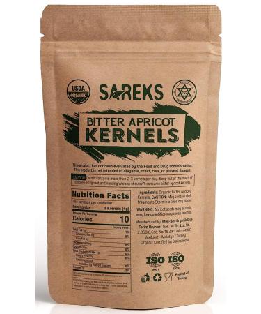 Sareks Organic Raw Bitter Apricot Seeds - 10oz Resealable Bag | USDA Certified, Non-GMO, Raw, Kosher, Vegan, Gluten-Free - Buy Online on GoSupps.com