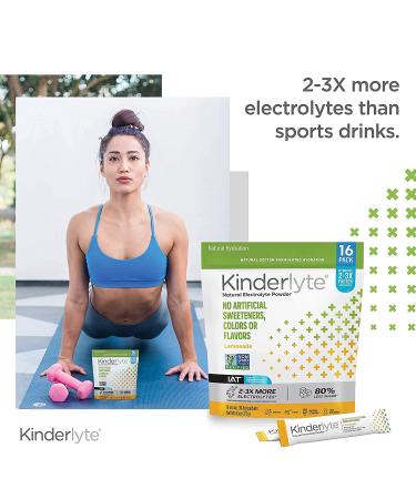 Kinderlyte Electrolyte Powder Lemonade Drink Mix - 16 Packets for Rapid Hydration - Buy Online on GoSupps.com