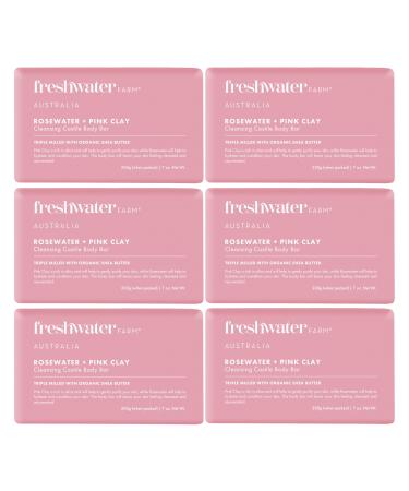 Soothing Castile Natural Bar Soap for Women Men Kids - Rosewater + Pink Clay - Nourishing Essential Oils For Dry Sensitive Skin - Organic Bar Soap Body Soap - 7 oz 6PK