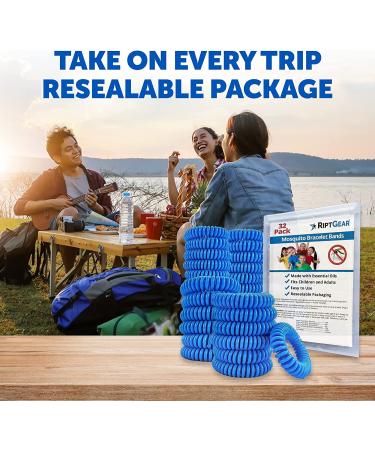 RiptGear Mosquito Repellent Bracelets - 32 Pack for Kids & Adults | Citronella Wristband | DEET-Free Bug Repellent Bracelets for Camping - Buy Online on GoSupps.com