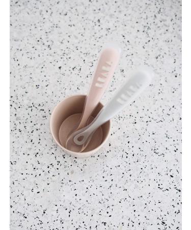 Beaba Set of 4 Silicone Weaning Spoons | Stage 1 | Soft Rounded Tip | Long Ergonomic Handle | Grey - Buy Online on GoSupps.com