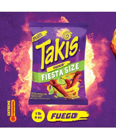 Takis Fuego Rolled Tortilla Chips - Hot Chili Pepper & Lime Flavor - 20oz Fiesta Size Bag - Buy Online on GoSupps.com