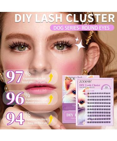 DIY Lash Extension Kit - Natural Look C Curl Cluster Lashes | 100PCS Dog Series 10-13mm Wispy False Eyelashes - Buy Online on GoSupps.com