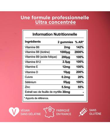 Ulti Paris Biotin Gummies for Hair Growth - Hair Supplement - Vitamin B12 Vitamin D Vitamin E - Vegan & Made in France - Zinc Biotin Hair Regrowth - Buy Online on GoSupps.com