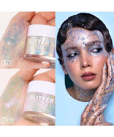  EONFAVE Festival Glitter Gel for face body and hair 2 colors body glitter cosmetic grade thick glitter long-lasting and waterproof holographic glitter for festivals. - Buy Online on GoSupps.com