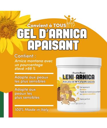 Gel Arnica Montana 98% 550ml | LeniArnica Soulagement Musculaire Naturel pour Peaux Sensibles | Sans Parfum Hypoallerg nique Absorption Rapide | Made in Ital - Buy Online on GoSupps.com
