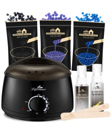 Lifestance Waxing Kit Wax Warmer Hair Removal (black)