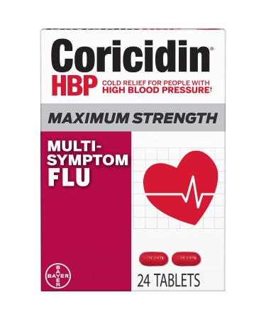 Coricidin Hbp, Decongestant-free Maximum Strength Multi-symptom Flu Tablets, 24 Count
