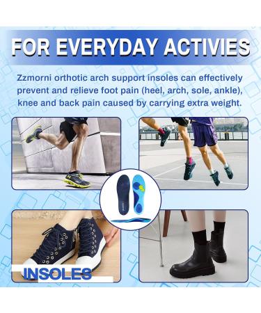 Premium Plantar Fasciitis Insoles - Arch Supports & Orthotic Inserts for Flat Feet High Arch Foot Pain Relief | Men's 12.5-13.5 Women's 14-15 - Blue - Buy Online on GoSupps.com