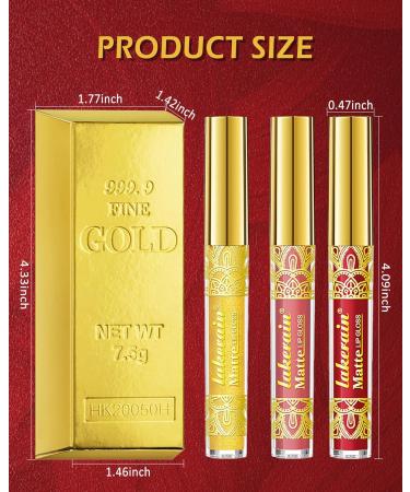 Buy Matte Liquid Lipstick Kit - 3 Dark Red Plum Shades | Long-Lasting Waterproof Lip Stain & Gloss | Perfect Makeup Gift for Women | Set 04 - Buy Online on GoSupps.com