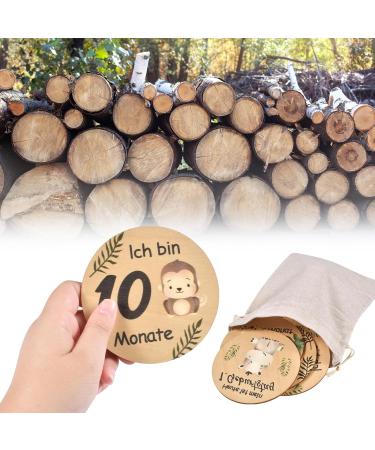 Funmo 15-Piece Baby Monthly Milestone Cards Double Sided Wooden Prop for Newborn Photography and Birth Announcements - Buy Online on GoSupps.com