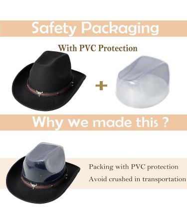 HUDANHUWEI Wide Brim Cowboy Hat in Z-Black - Men's and Women's Vintage Pinch Front Cowgirl Hat - Buy Online on GoSupps.com