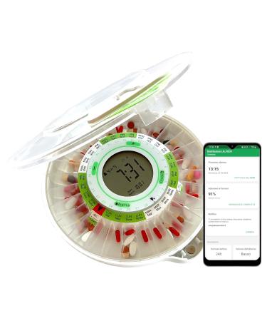 DoseControl Smart Medication Dispenser with Charger Monitored via Android App Transparent Lid English Dosage Rings 9 Alarms E-mail Notifications