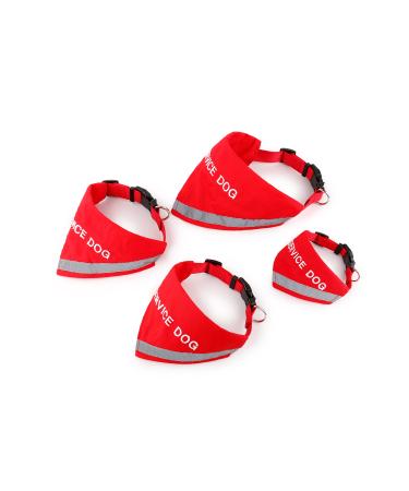 Doggie Stylz Service Dog Bandana with Reflective Strip for pet Safety at Night. Has Built in Matching Collar to Keep Bandana Secure | Metal Ring to Attach Leash | Red XS (Neck 8-12") NECK 8-12" Red