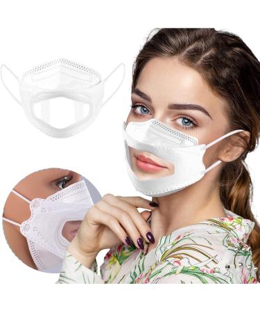 Adult Transparent Lips Solid Disposable Face_Masks 3Ply Earloop Disposable Dust Face Cover Outdoor Face Covering White As shown - Buy Online on GoSupps.com