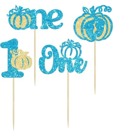 Gyufise 24Pcs Pumpkin One Birthday Cupcake Toppers Pumpkin Baby Boy 1st Birthday Cupcake Picks Pumpkin Theme Kids First Birthday Cake Decorations for Fall Harvest Baby Shower Party Decorations Blue Style 7 Blue - Buy Online on GoSupps.com
