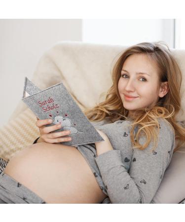 Cozy Racoon Personalized Elephant Mutterpass Cover | Felt Made in Germany | Ideal Gift for Pregnant Mothers with Pockets for Insurance & Ultrasound Images - Buy Online on GoSupps.com
