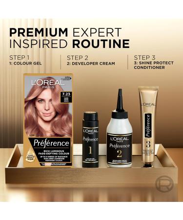 LOreal Paris Bali Rose Gold Blonde Hair Dye 7.23 - Long-Lasting Radiance, Up to 100% Grey Coverage - Preference Hair Colour for All Hair Types - Buy Online on GoSupps.com