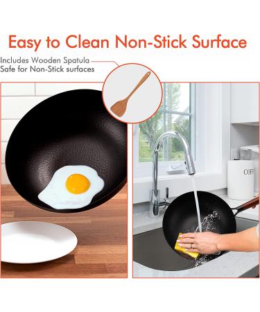 12.5 Inch Carbon Steel Wok with Lid, Spatula & Glass Lid - Versatile Stir Fry Pan for Gas, Electric & Induction Stoves - Buy Online on GoSupps.com