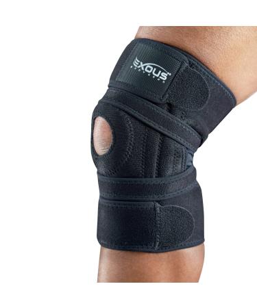 EXOUS BODYGEAR Knee Brace Meniscus Tear Support Fits Women, Men For Arthritis Acl, Mcl Pain Patented 4-way Adjustable NonSlip Wraparound Strap Dual Side Stabilizer For Patella Stability Size medium