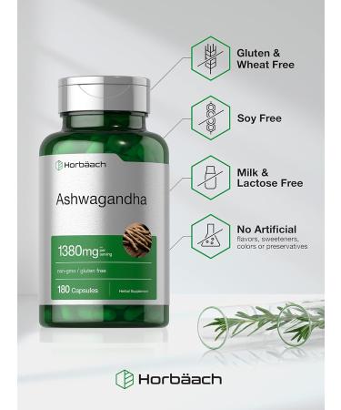 Horb ach Ashwagandha Supplement | 180 Capsules | for Women and Men | Herbal Root Extract | Non-GMO Gluten Free - Buy Online on GoSupps.com