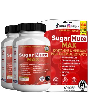 GREENVIFY Sugar Mute Max Blood Sugar Support 60 Veggie Capsules with Banaba Leaf Juniper Berry Vitamins & Herbs (2)