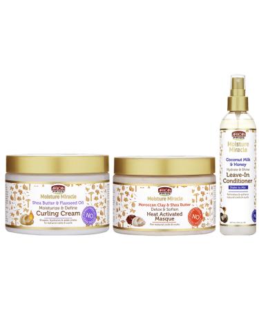 African Pride Moisture Miracle SET - Leave-in Conditioner Curling Cream Heat Activated Mask