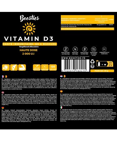 BOOSTIES LAB Vitamin D3 2000 IU Vitamin D Cholecalciferol immunity bones and muscles high absorption vegetable capsules - Buy Online on GoSupps.com