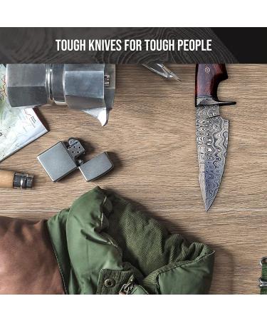 BigCat Handmade Damascus Hunting Knife with Sheath - 10' Fixed Blade Walnut Handle | EDC Survival Knife for Men - Buy Online on GoSupps.com