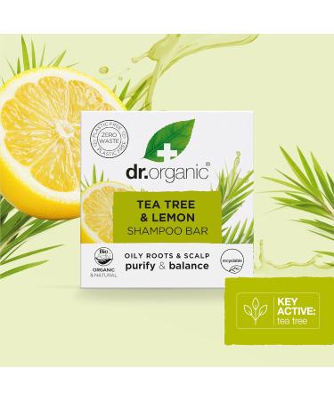 Dr Organic Tea Tree & Lemon Shampoo Bar Purifying Oily Roots & Scalp NEW Plastic Free Natural Vegan Cruelty Free Paraben & SLS Free Organic 75g - Buy Online on GoSupps.com