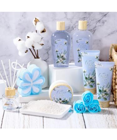10pcs Cotton Scent Spa Gift Set in Tote Bag - Shower Gel, Bath Salt, Reed Diffuser - Perfect Gift for Her on Valentine's, Christmas & Birthday - Buy Online on GoSupps.com