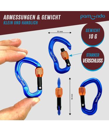 Pamindo Mini Carabiner Set - Screw Cap Aluminum Key Ring Hooks (2x Anthracite) for Outdoor & Travel - Buy Online on GoSupps.com