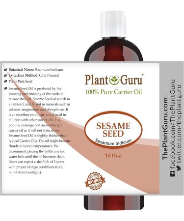 Sesame Seed Oil 16 oz | Cold Pressed 100% Pure Natural Carrier for Skin, Body, and Hair | Moisturizer for Massage, Aromatherapy, & More - Buy Online on GoSupps.com