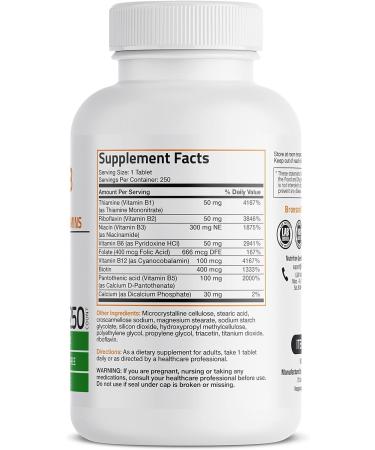 Bronson Vitamin B Complex 250 Tablets - Essential B Vitamins for Energy and Wellness - Buy Online on GoSupps.com