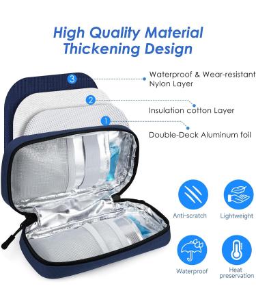 Youshares Insulin Cooling Bag | Large Capacity Diabetes Bag with 2 Cooling Packs - Keep Medications Safe & Cold - Navy Blue Y10 - Buy Online on GoSupps.com