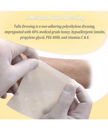 Shop Tulle Dressing with 40% Medical Grade Honey - Flexible Adhesive Bandages for Sensitive Wounds | 4"x4" Box of 10 - Buy Online on GoSupps.com