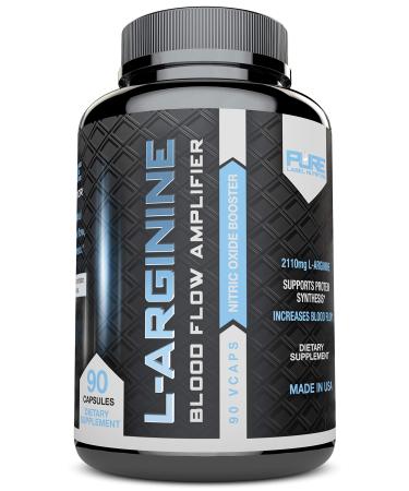 Pure Label Nutrition-Maximum Strength L-Arginine 2110mg Nitric Oxide Booster, 90 caps, Build Muscle and Strength, Boost Energy and Blood Flow. Most Effective Dose for Men and Women 90 Count (Pack of 1)