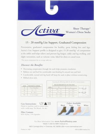 Activa Sheer Therapy Women's Socks - Black, Medium | 15-20 mmHg Compression - Buy Online on GoSupps.com