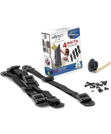 Anti Tip Furniture Anchor & TV Straps w/Ultra-Strong Mounting Hardware & Safety Stud Finder Locks-in Heavy Objects for Instant Earthquake  Child & Baby Proofing (Black  4 Straps + Stud Finder) - Buy Online on GoSupps.com