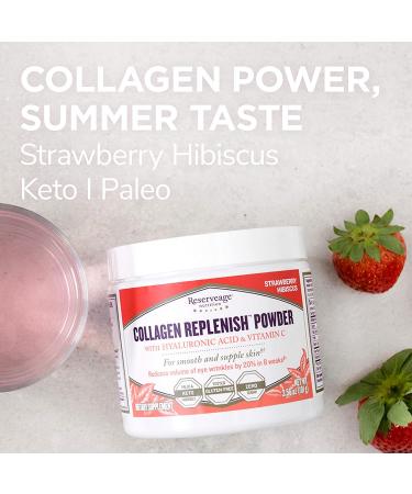 ReserveAge Nutrition Collagen Replenish Powder - Strawberry Hibiscus 3.56 oz | Improve Skin & Joint Health - Buy Online on GoSupps.com